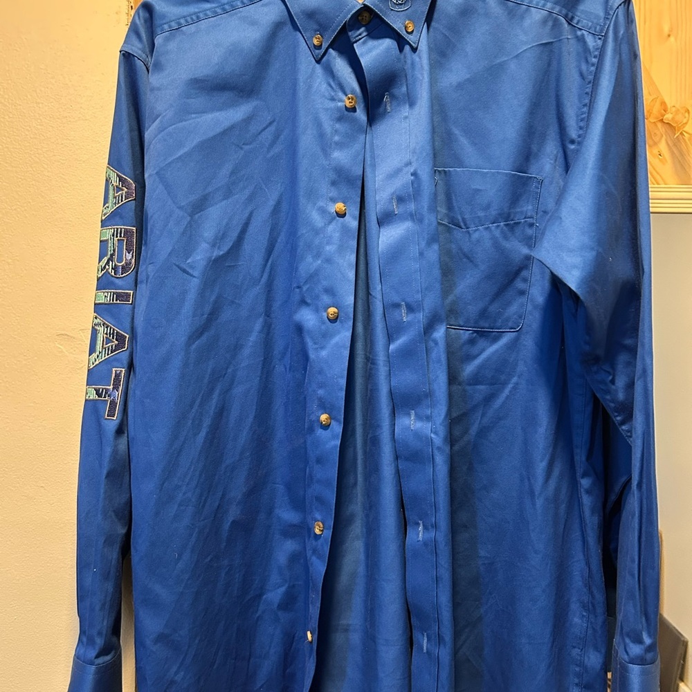 Ariat Men's Royal Blue Casual Button-Down Shirt - Picture 3 of 8